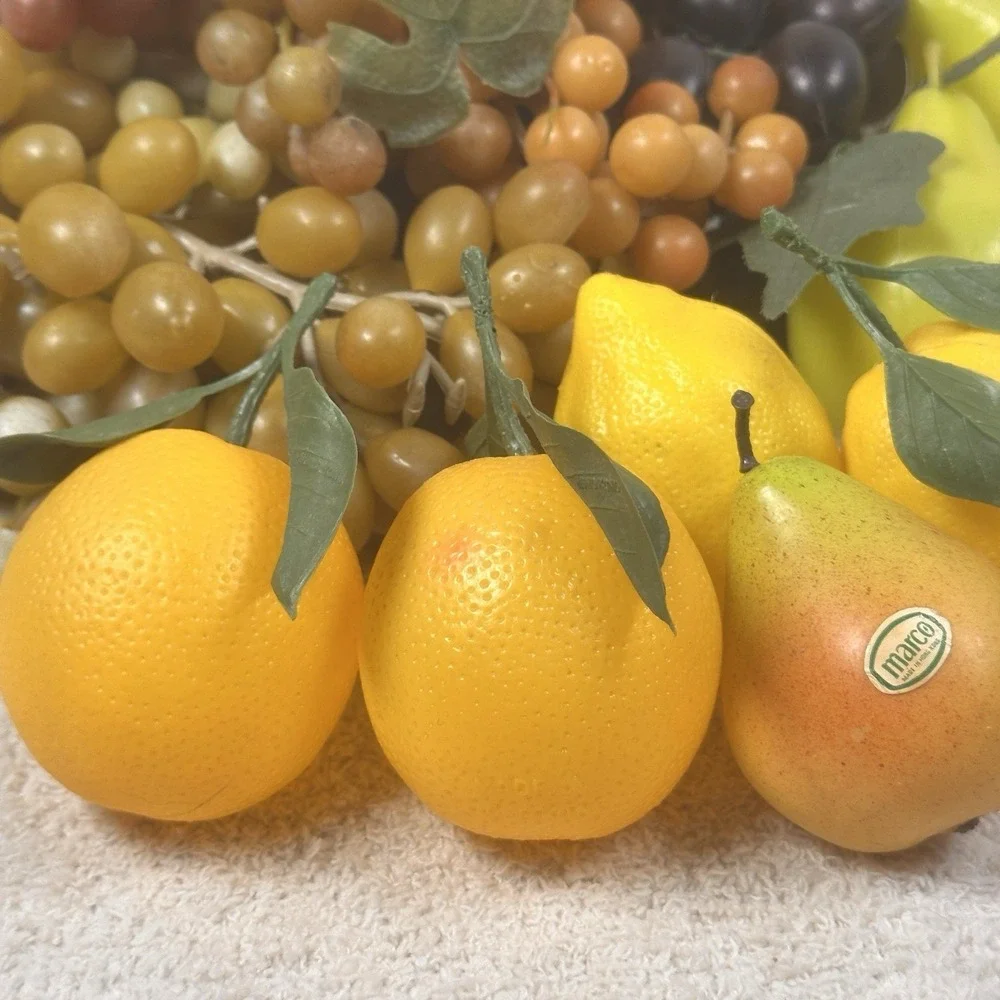 Vintage‎ Plastic Fruit Life Size Banana Orange Pear Grapes Cherry